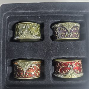 Bombay Set of 4 Ornate Motif Napkin Rings with Gem Accents - product image 1