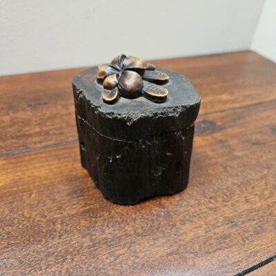 Handcrafted Wooden Trinket Box with Flower Carving - product image 1